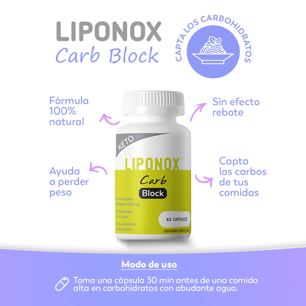 Pack 3 x Liponox Carb Block / Bloqueador de Carbohidratos